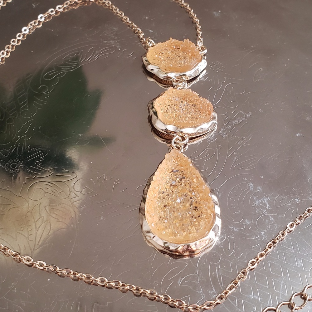 Gold tone and Peach Necklace